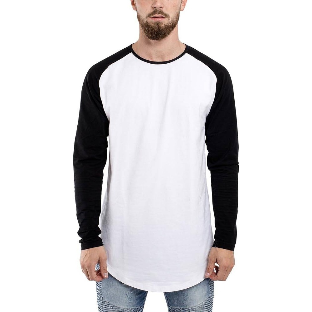 Royal‎ Avalon Mens XL Raglan Baseball Tee White Black Long Sleeve Cotton Shirt